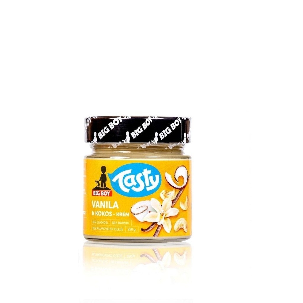 Vanilla kokos - jemný kešu krém s BIO bílou čokoládou 220 g BigBoy 